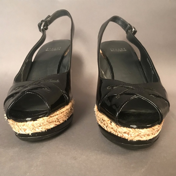 STUART WEITZMAN Patent Leather Wedge Sandals Sz 9 - Picture 3 of 8